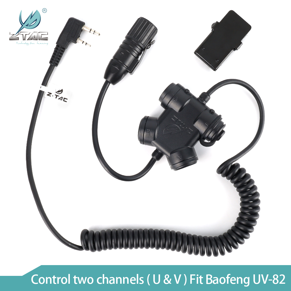 Z-TAC Waterproof Dual PTT Switch Military Tactical Push-to-Talk Adapter for Baofeng UV-82 Kenwood-Airsoft Hunting Headset Kit