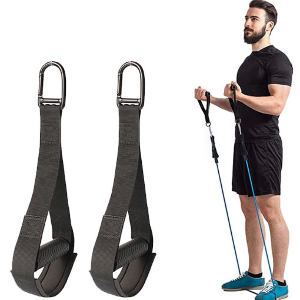1pair Ergonomic Exercise Handles Grips Fits The Palm Anti-Slippery Resistance Bands Grip Rubber Grip Stable