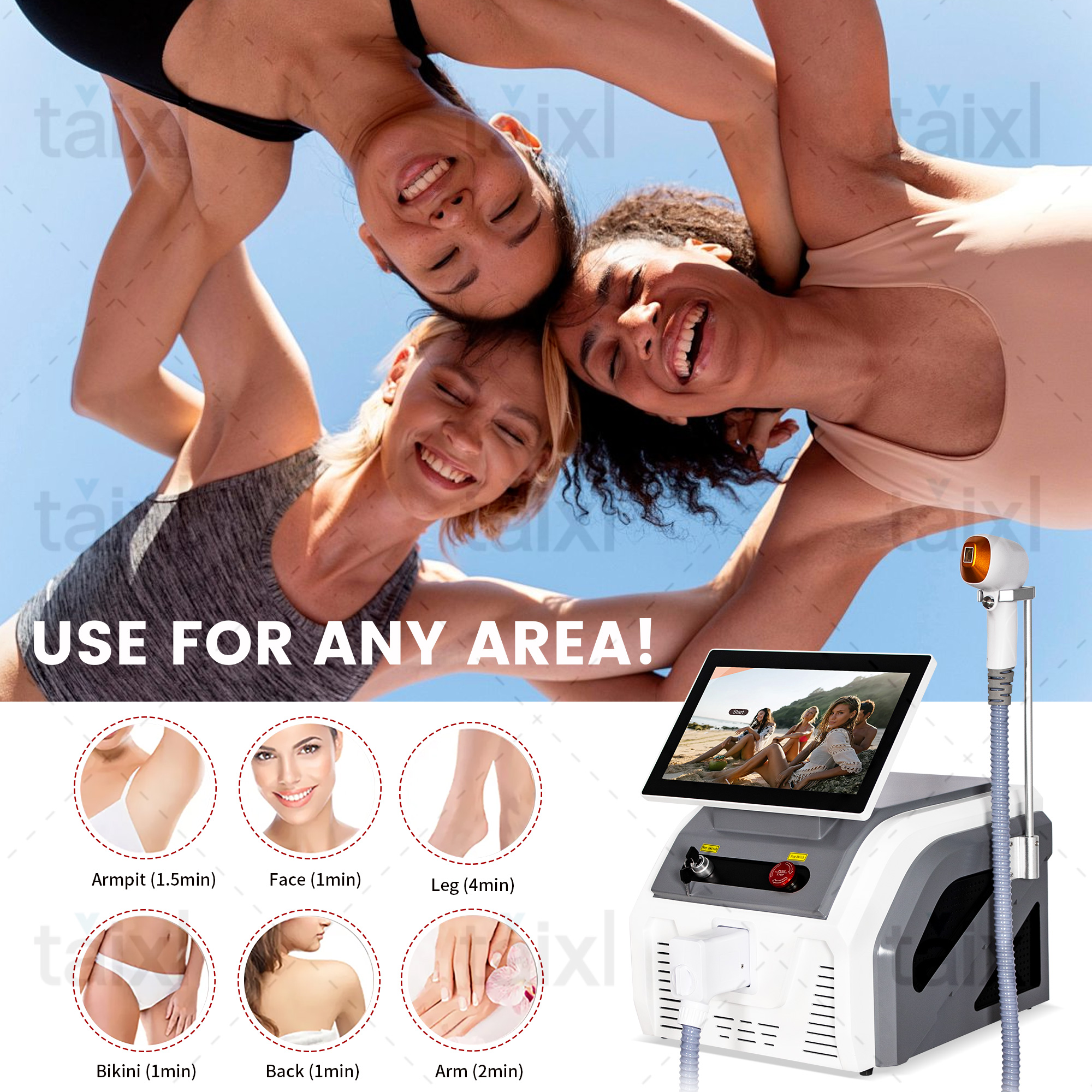 Laser Diode Hair Removal 3500W Powerful Professional Alexandrit Tri Wave 808 755 1064 White Ice Titanium Laser Epilator 2025
