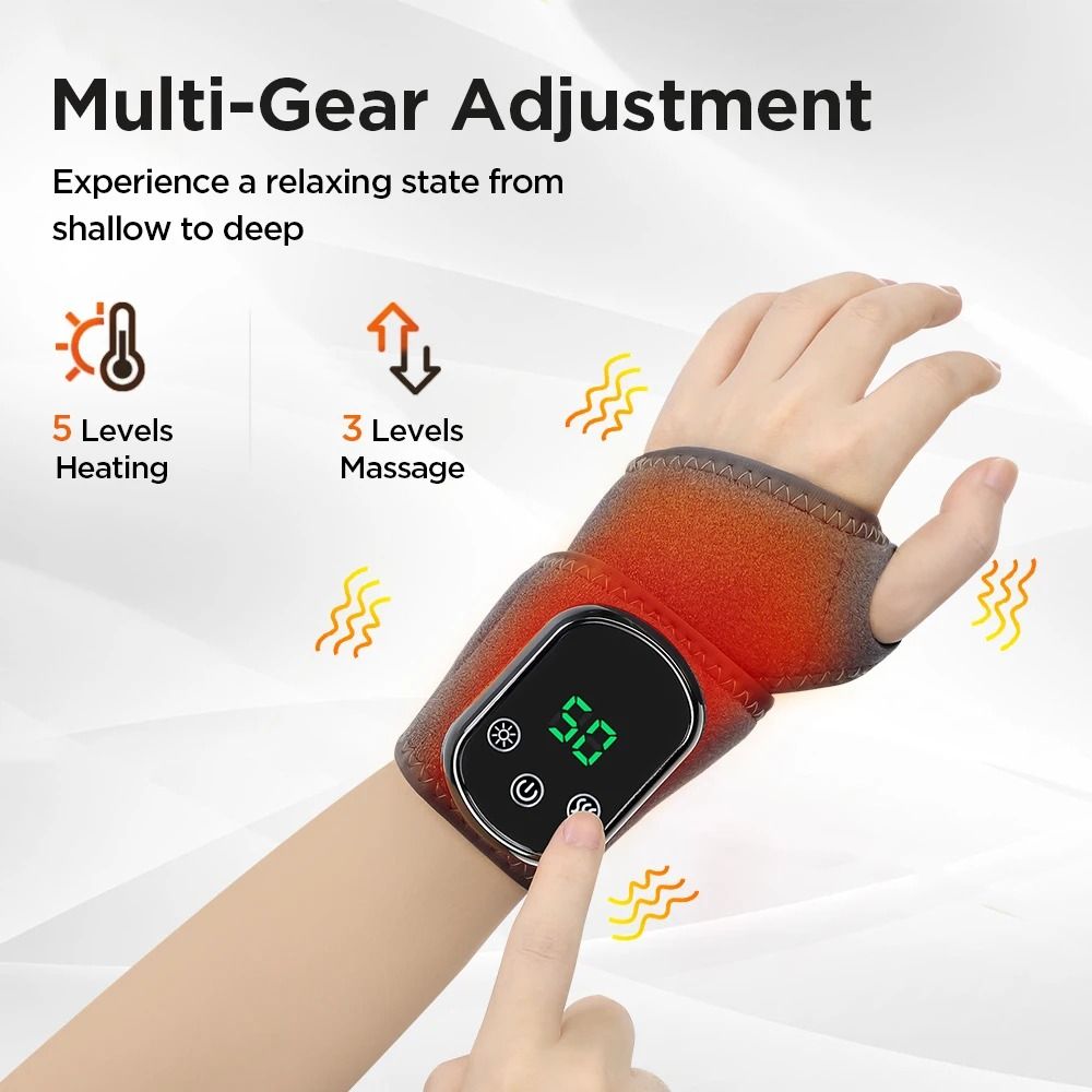 Cordless Wrist Massager 8 Mode Vibration Relieves Electric Massage Tool Straps Wraps Muscle Relaxation Hand Massage Instrument