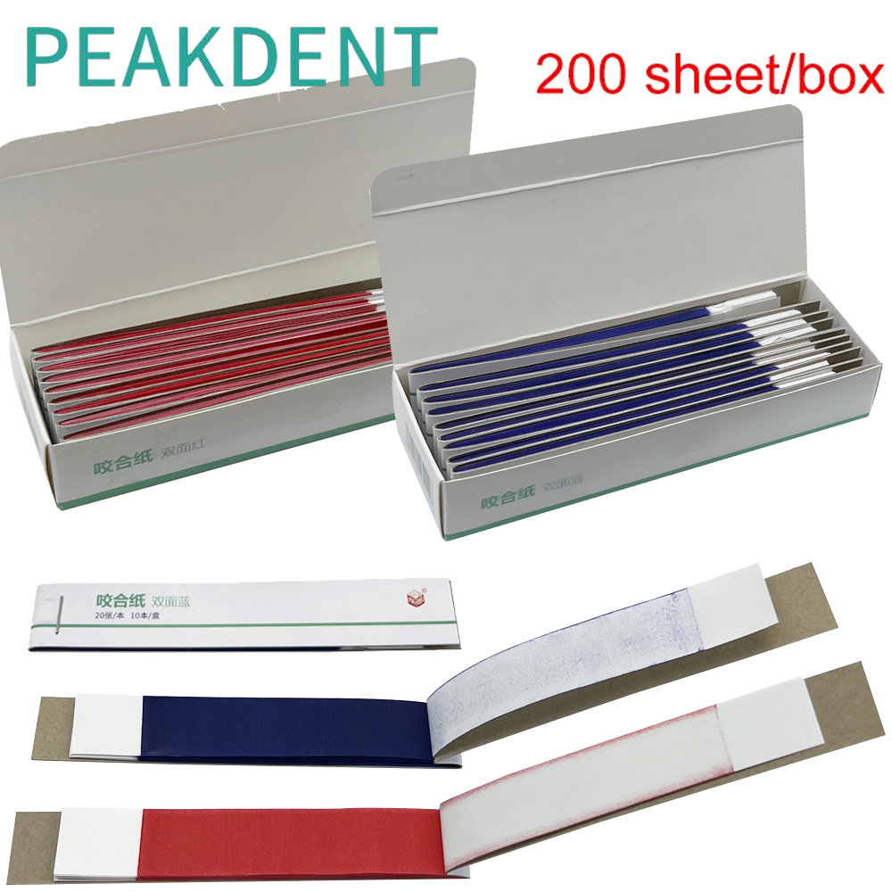 200 Sheets Dental Articulating Paper Double-sided Bite Strips Blue Red Bite Paper Dentistry Oral Care Teeth Whitening Materials