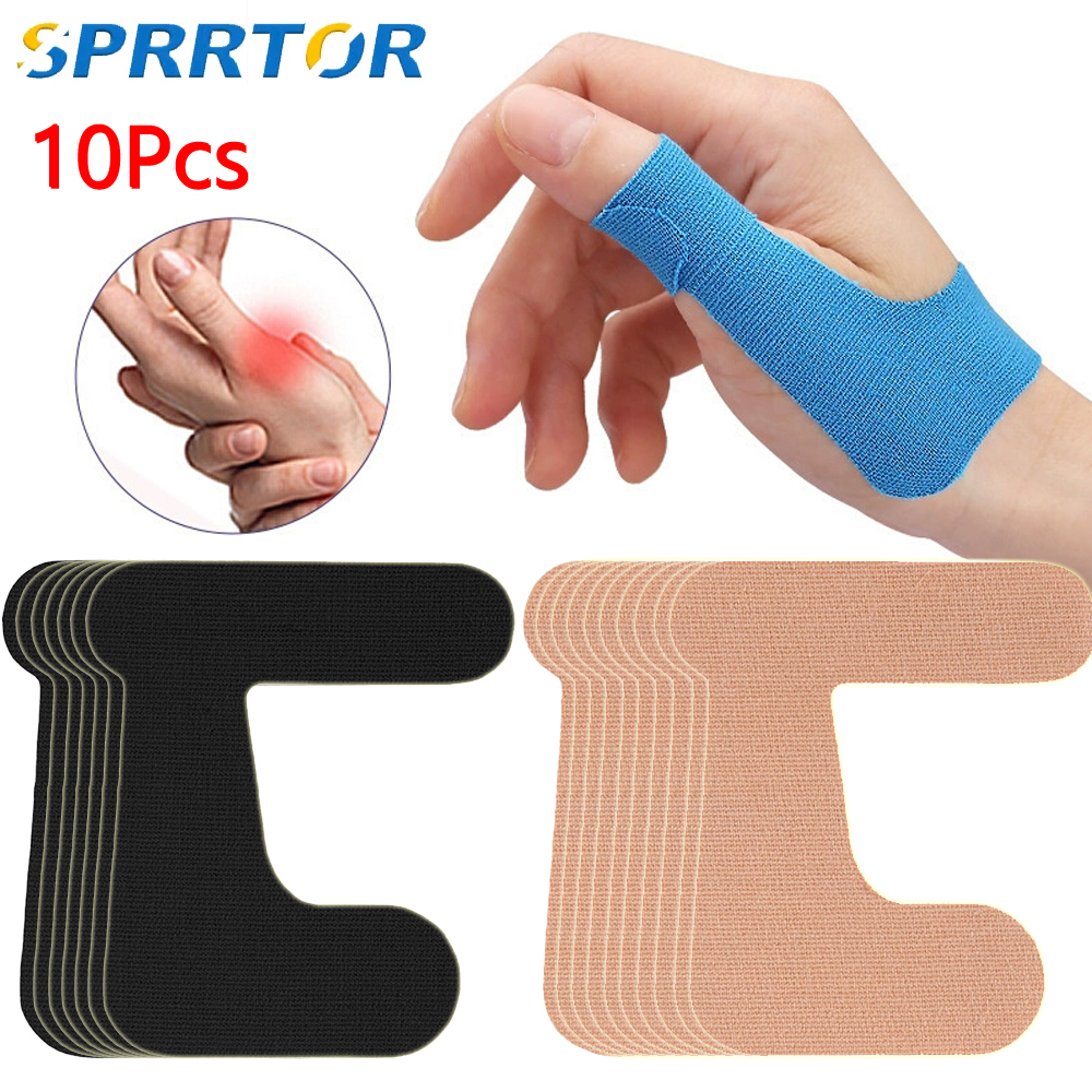 10 PCS Precut Thumb Support Tape,Self Adhesive Toe Kinesiology Patches Finger Bandages Supplies for Sport, Elastic Strap