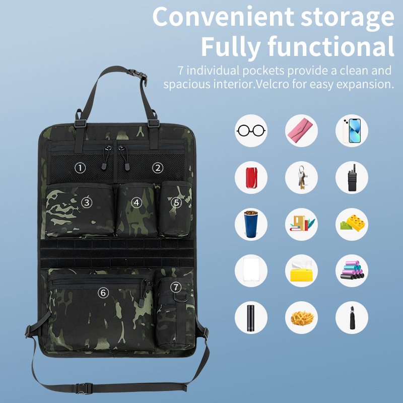 Car Seat Storage Organizer Seat Back Storage Bag Tactical Camo Hanging Bags Car Stowing Tidying Pocket Interior Accessories