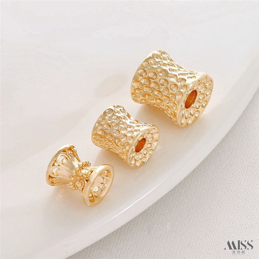 14K Gold-wrapped Color Crater Point Pitting Concave Surface Thin Waist Bead Diy Small Waist Beaded Jewelry Accessories