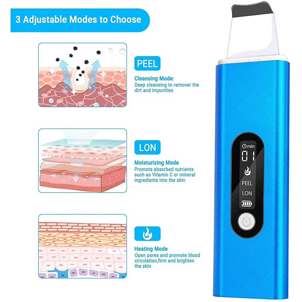 Facial Massage Heated Ultrasonic Skin Washer Facial Cleansing Blackhead Remover Detergent Wash Exfoliating Shovel Remover Lift