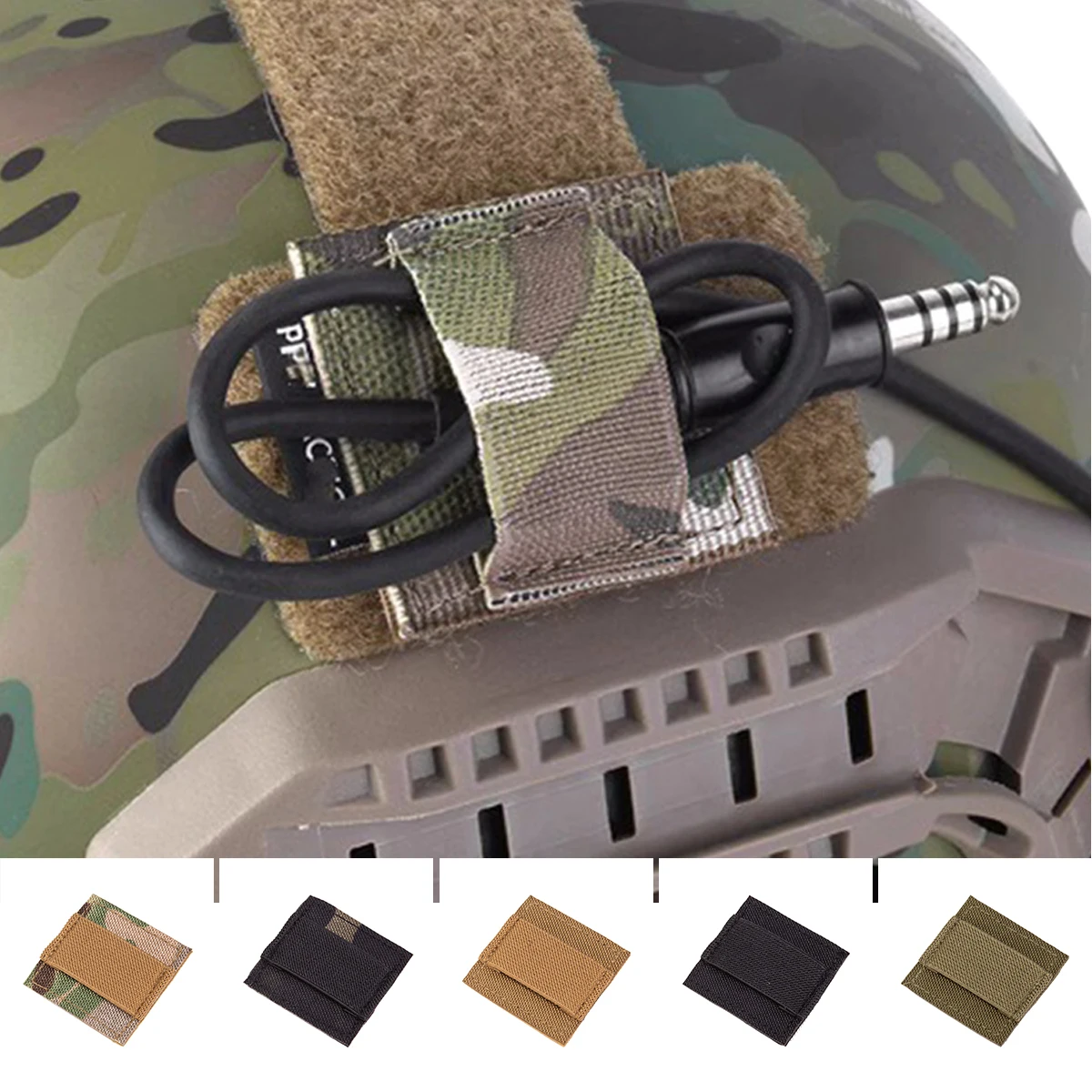Tactical Headset Wire Harness Strap Elastic Organizer Headset Wire Harness Hook Loop Sticker Helmet Vest Accessories