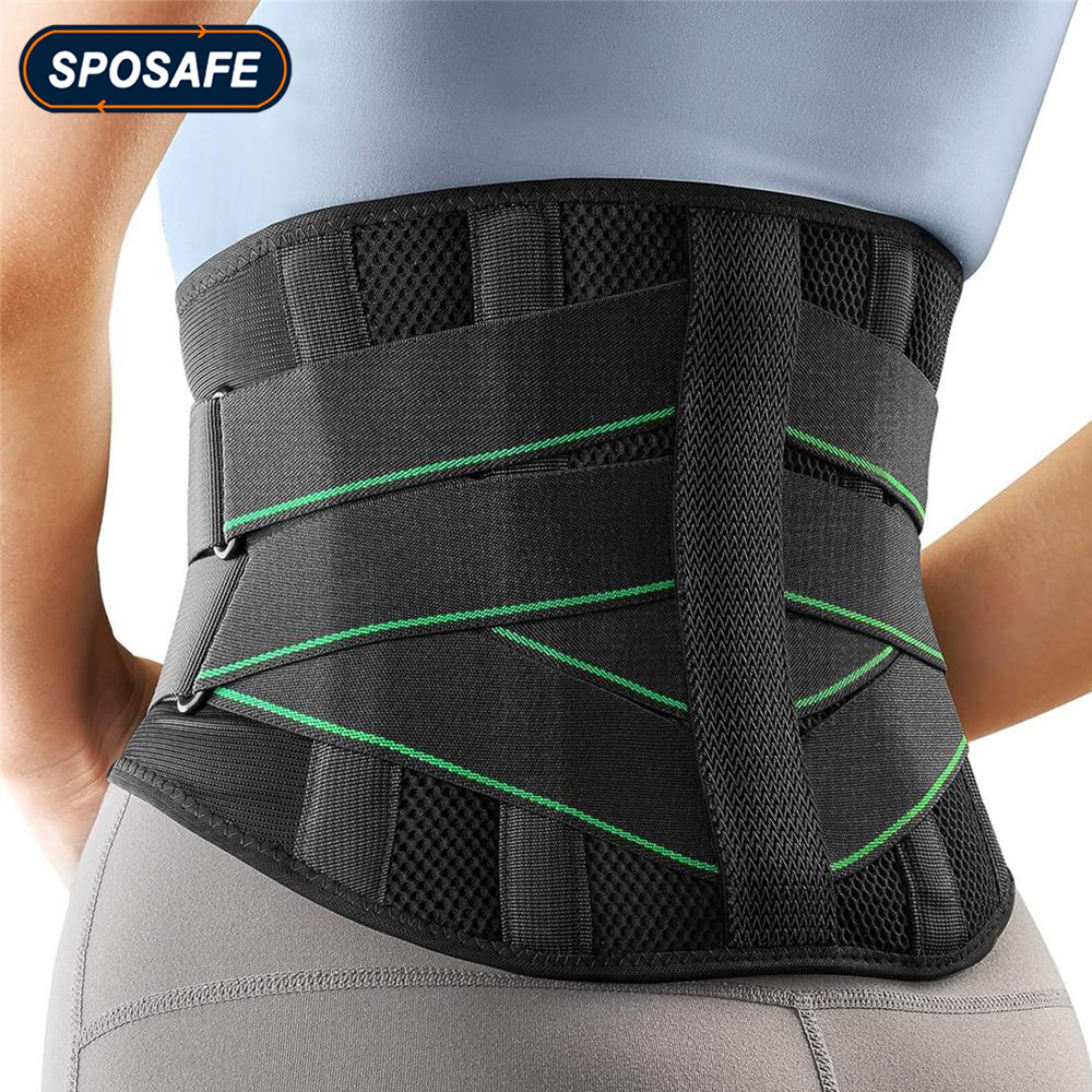 Adjustable Back Support Belt Breathable Lumbar Brace with 5 Metal Stays for Sciatica, Herniated Disc, Scoliosis, Men Women Work