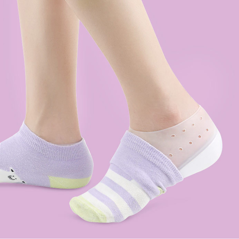 Heightening Insoles Heel Cushion Inserts Sleeve Socks Increasing Invisible White Heels Increase Pads for Foot Shoes