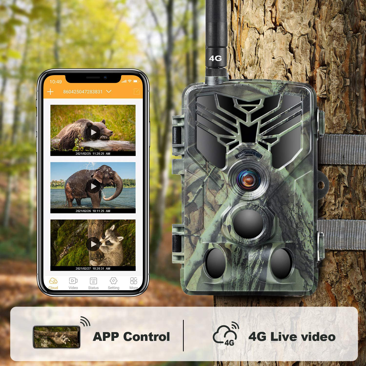 4K Live Broadcast APP Control Trail Camera FREE Cloud Service Wildlife Hunting  Cameras 4G 30MP Wireless Night Vision HC810PRO