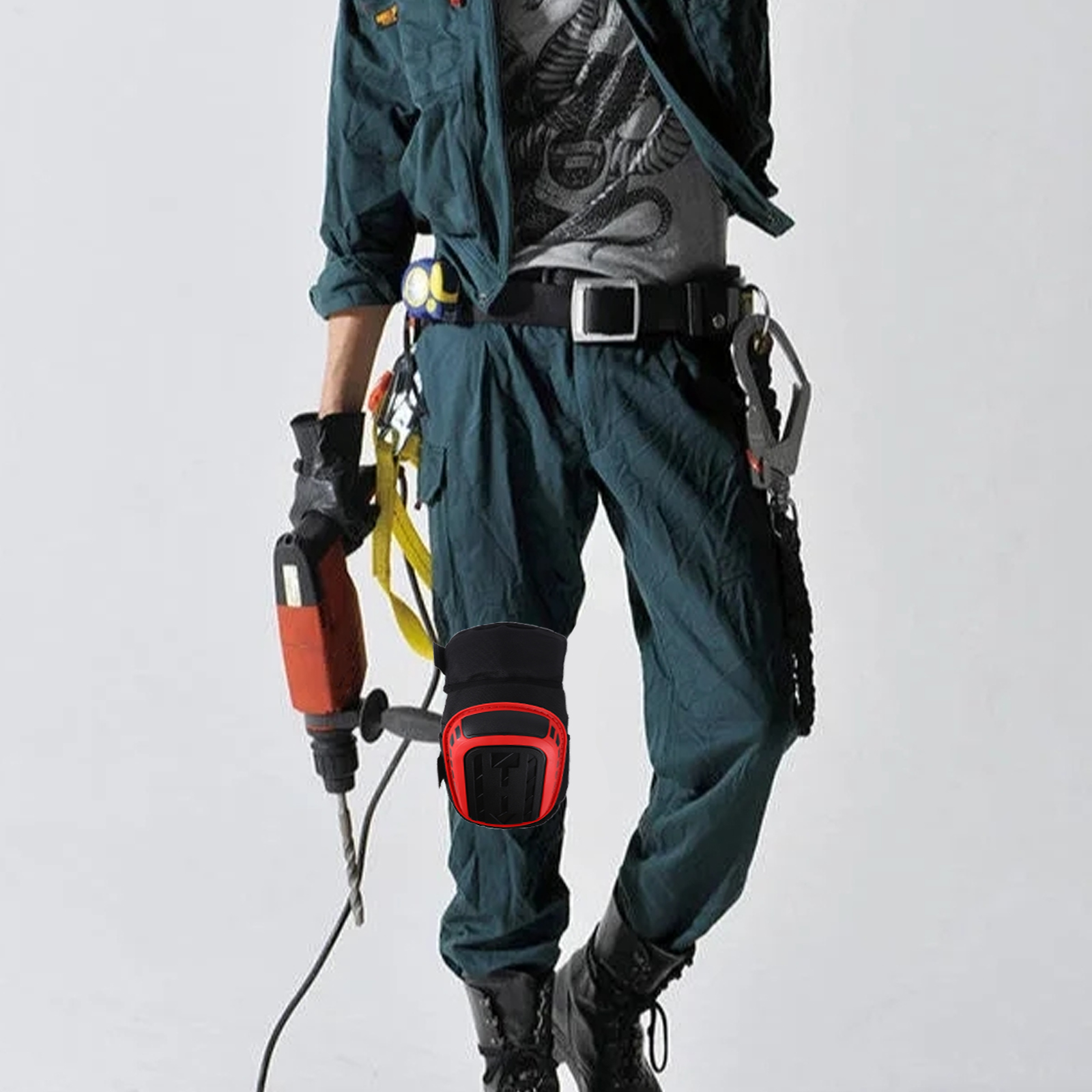 Durable Non Slip Knee Pads Heavy Duty Gel Padding Construction Tiling Adjustable Straps Foam Flooring Roofing Safety Comfortable