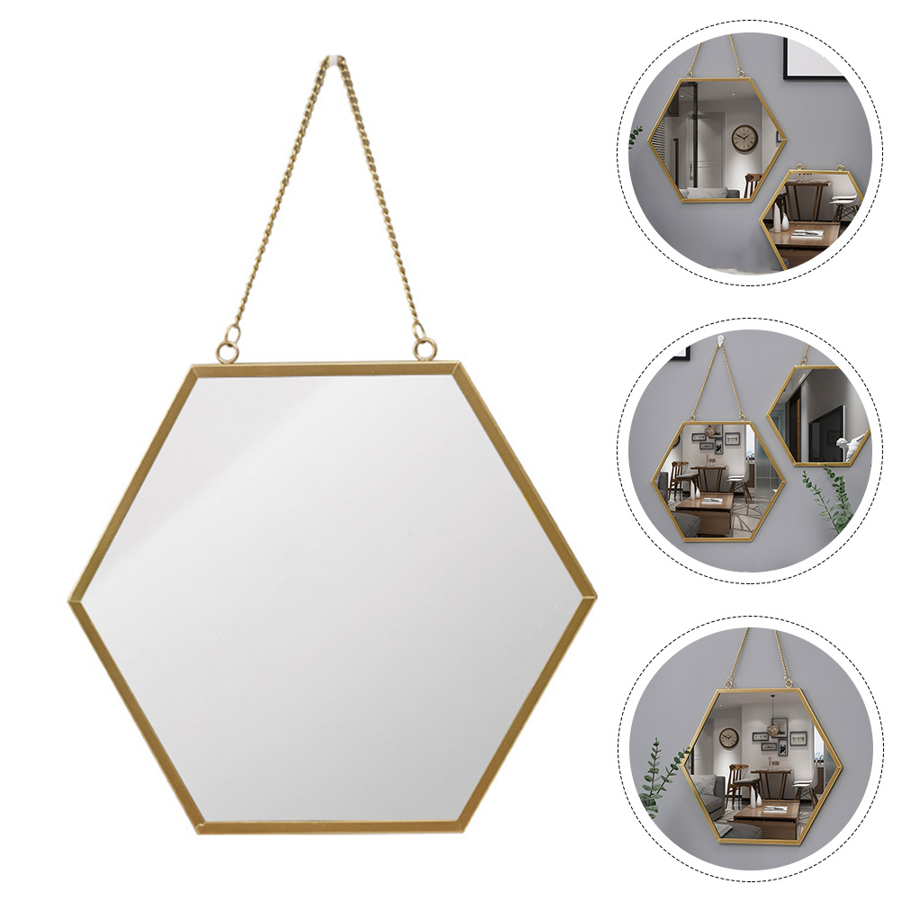 Wall Mirror Metal Hexagon Mirror Decor Glass Fade Resistant Bathroom Children Room Makeup Mirrors Home Decor