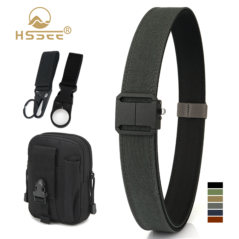 HSSEE New Military Belt for Men Sturdy Nylon Metal Automatic Buckle Rigid Duty Belt Tactical Outdoor Girdle IPSC Accessories