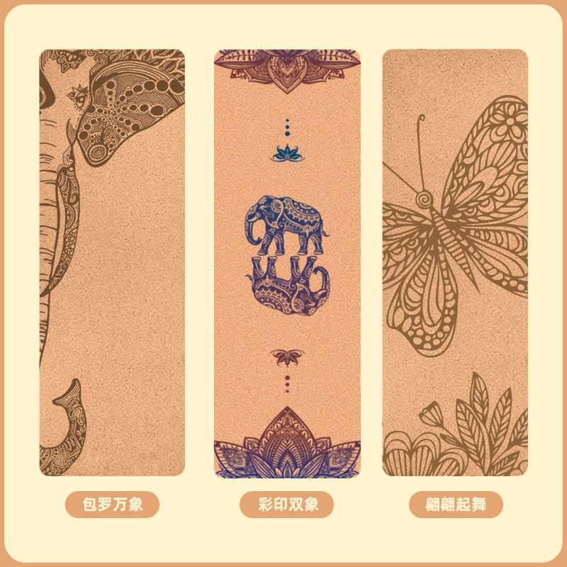 Home Exercise Premium Quality Custom Logo Non-slip Natural Cork TPE Yoga Mat 5mm 6mm