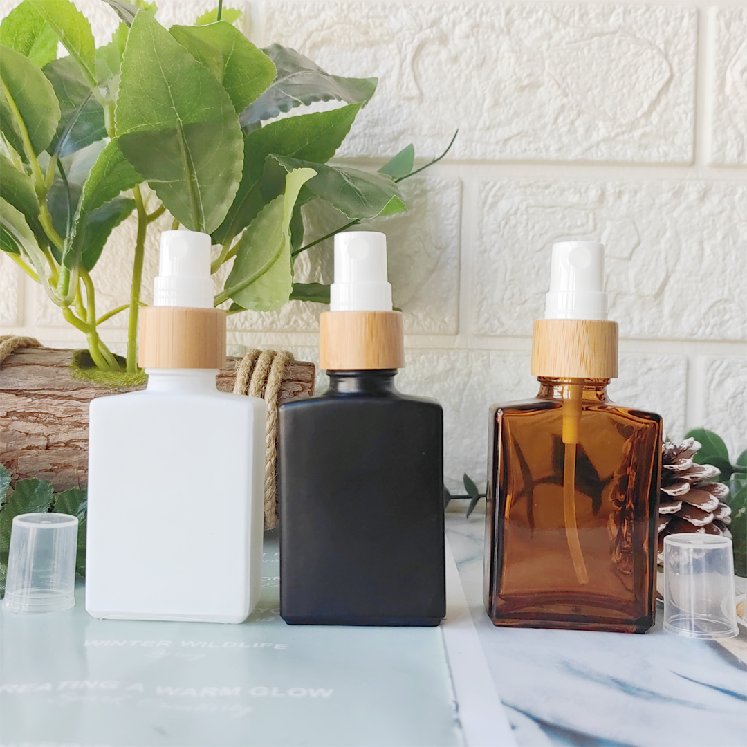 30ml Empty Glass Spray Bottle with Bamboo Cap-Perfume Lotion Makeup Emulsion Liquid Storage Container for Cosmetic Travel Bottle