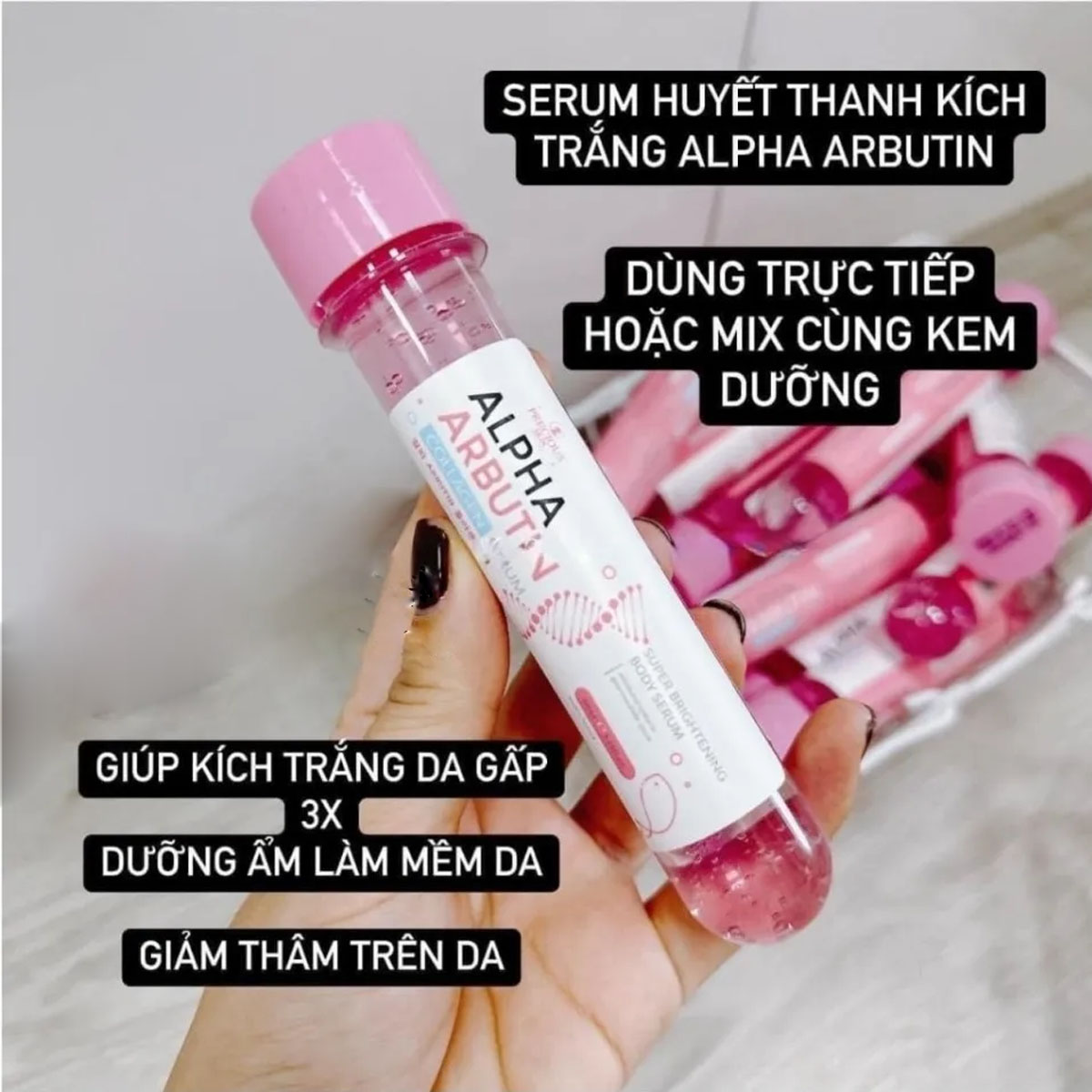 Ống Serum kích trắng da Alpha Arbutin Collagen White Brightening Lightening Reduce Skin Dark Blemishes Smooth Bright 50ml bottle