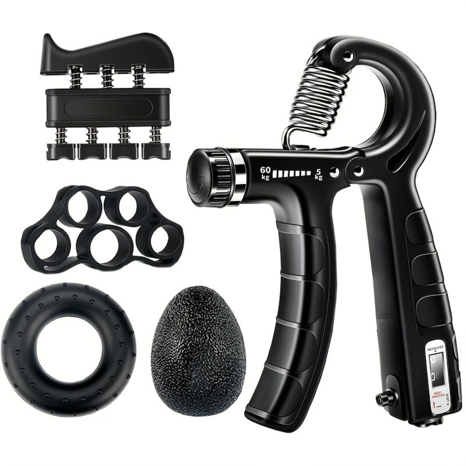 Enhance Your Hand Strength with this High-Quality 5pcs Grip Strengtheners Set - Includes R-shaped Hand Trainer, Fingers Stretchi
