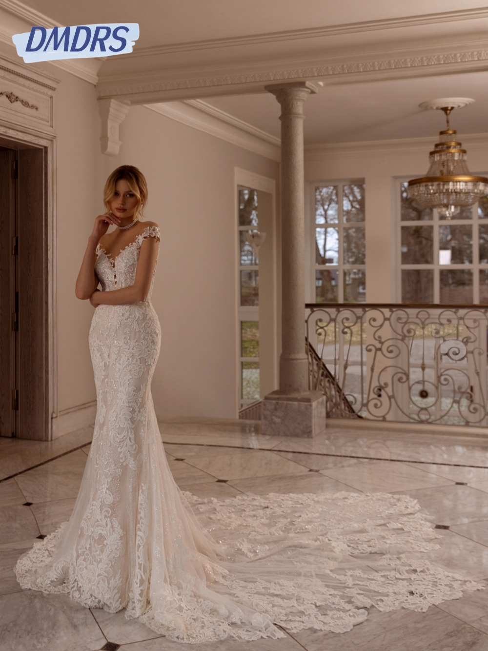 Sparkly O Neck Mermaid Wedding Dresses Romantic Custom Made Dress For Bride Graceful Backless Women Bridal Gown Customized