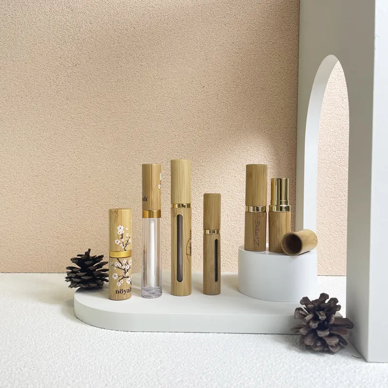 3g 5g Cosmetic Empty Eco-Friendly Bamboo Lipstick Tube Refillable Personal Skin Care Makeup Lip Balm Container DIY Lipstick Tube