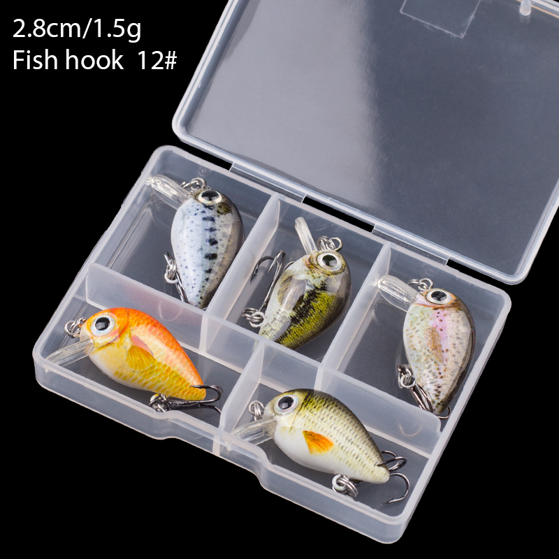 1.5g/2.8cm Mini Crankbait 5pcs Floating Wobblers Fishing Lure Set Wobblers Artificial Bait Fake Fish Hard Lures Minnow Tackle