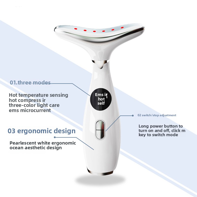 Beauty Device Neck Massager EMS Microcurrent Vibration Neck Lines Reduction