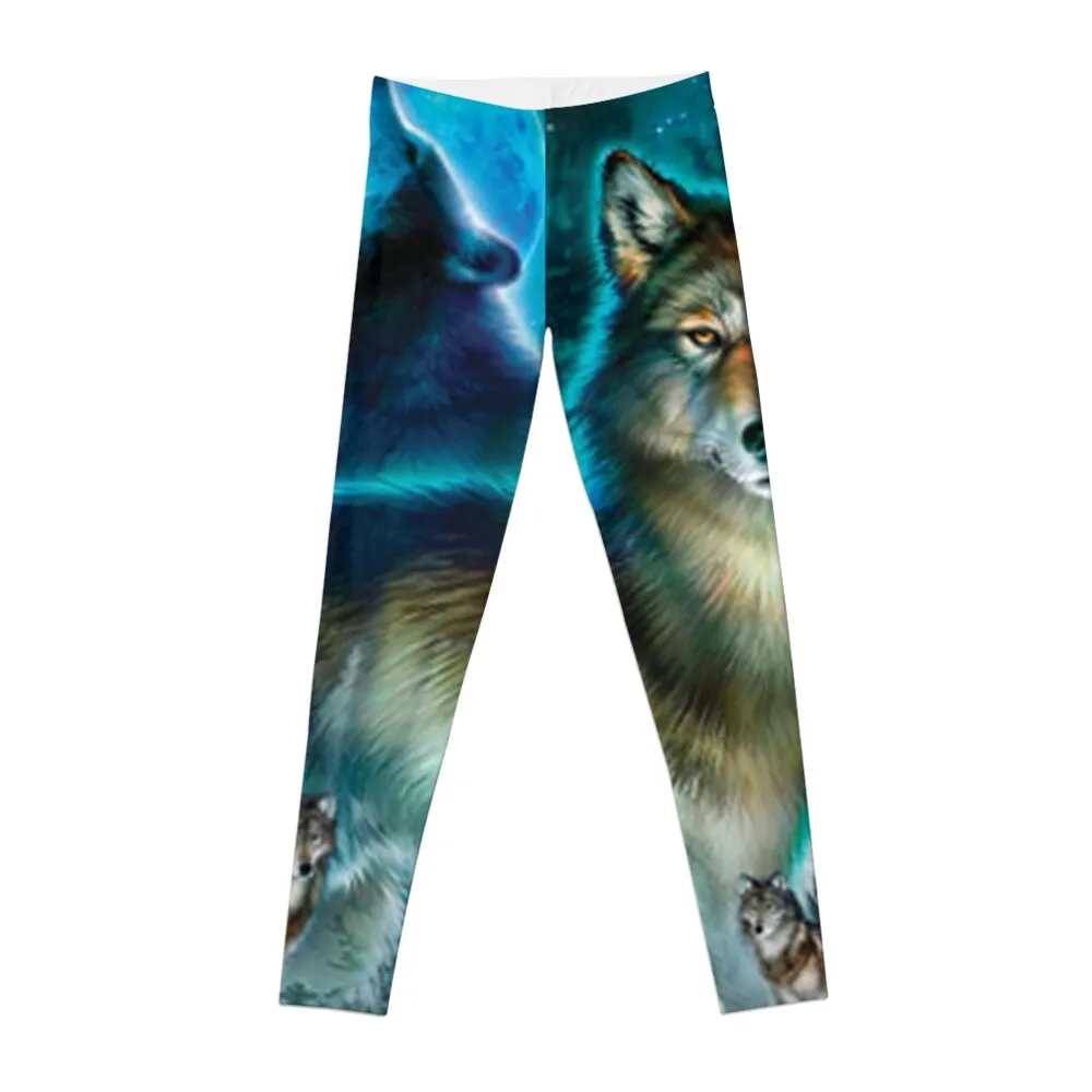 Wolf Howling in Moonlight Leggings high waist Women sports active wear gym womans Womens Leggings
