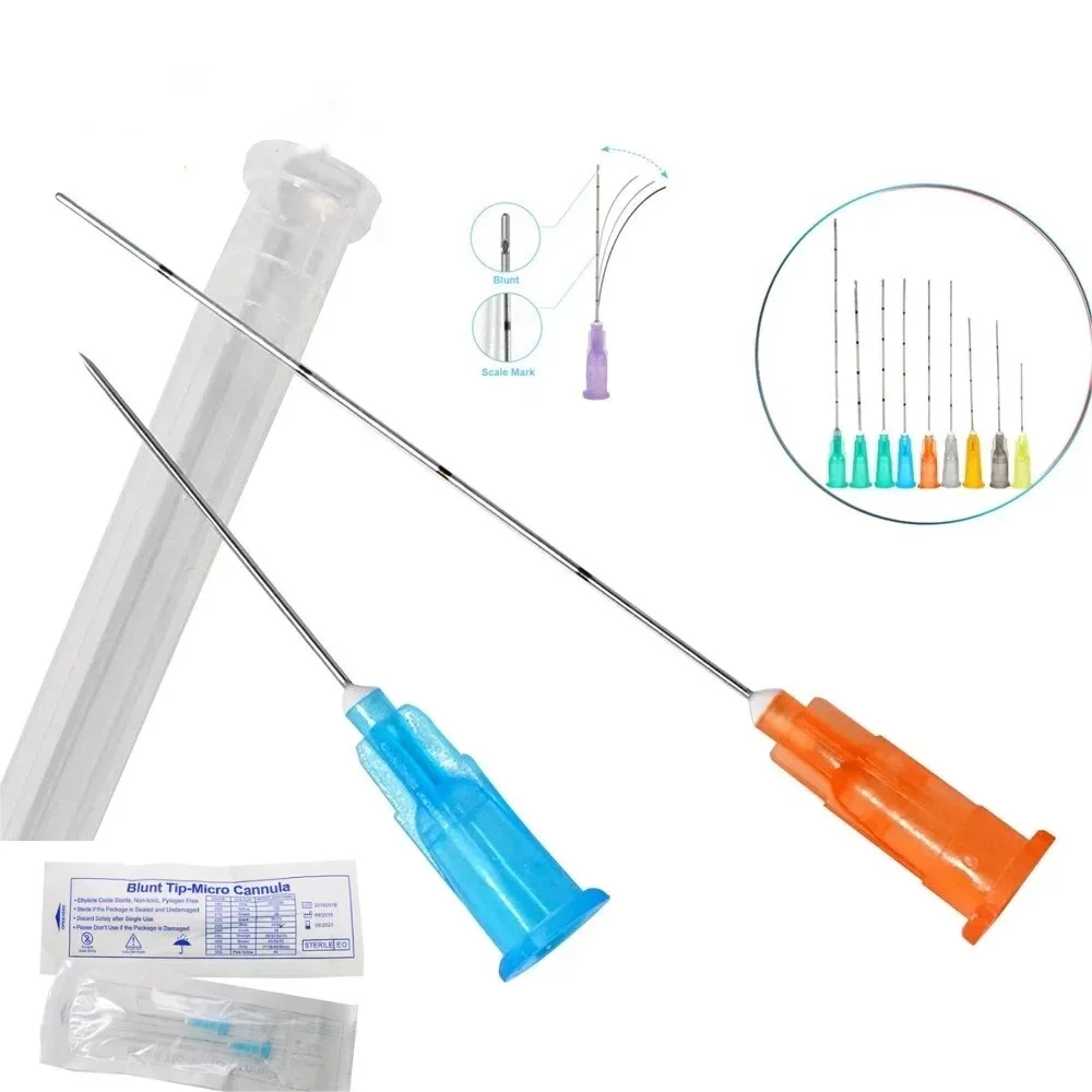 50pcs/box Aseptic Blunt Tip Sleeve Fine Needle 14g 90mm 18g 100mm 30g 25mm 50mm Injection Filling Hyaluronic Acid