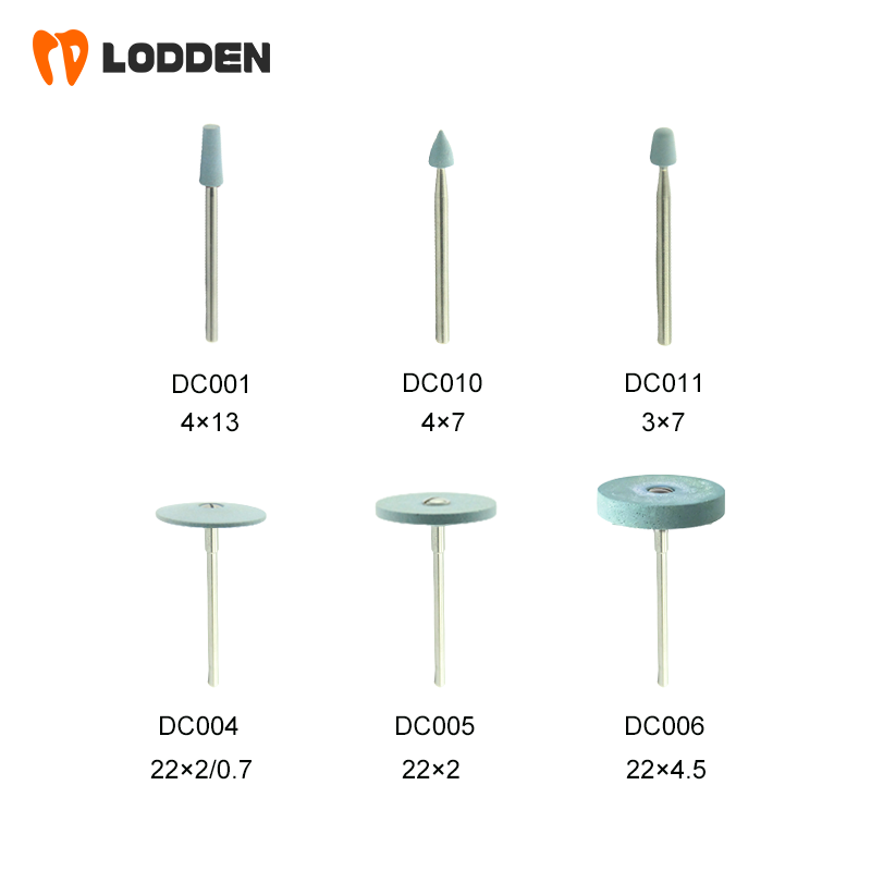 LODDEN Dental Lab Polisher Diamond Poloshing Head Wheel for Emax Zirconia Blue Medium Deatal Grinding Ceramics Crowns Stone Burs