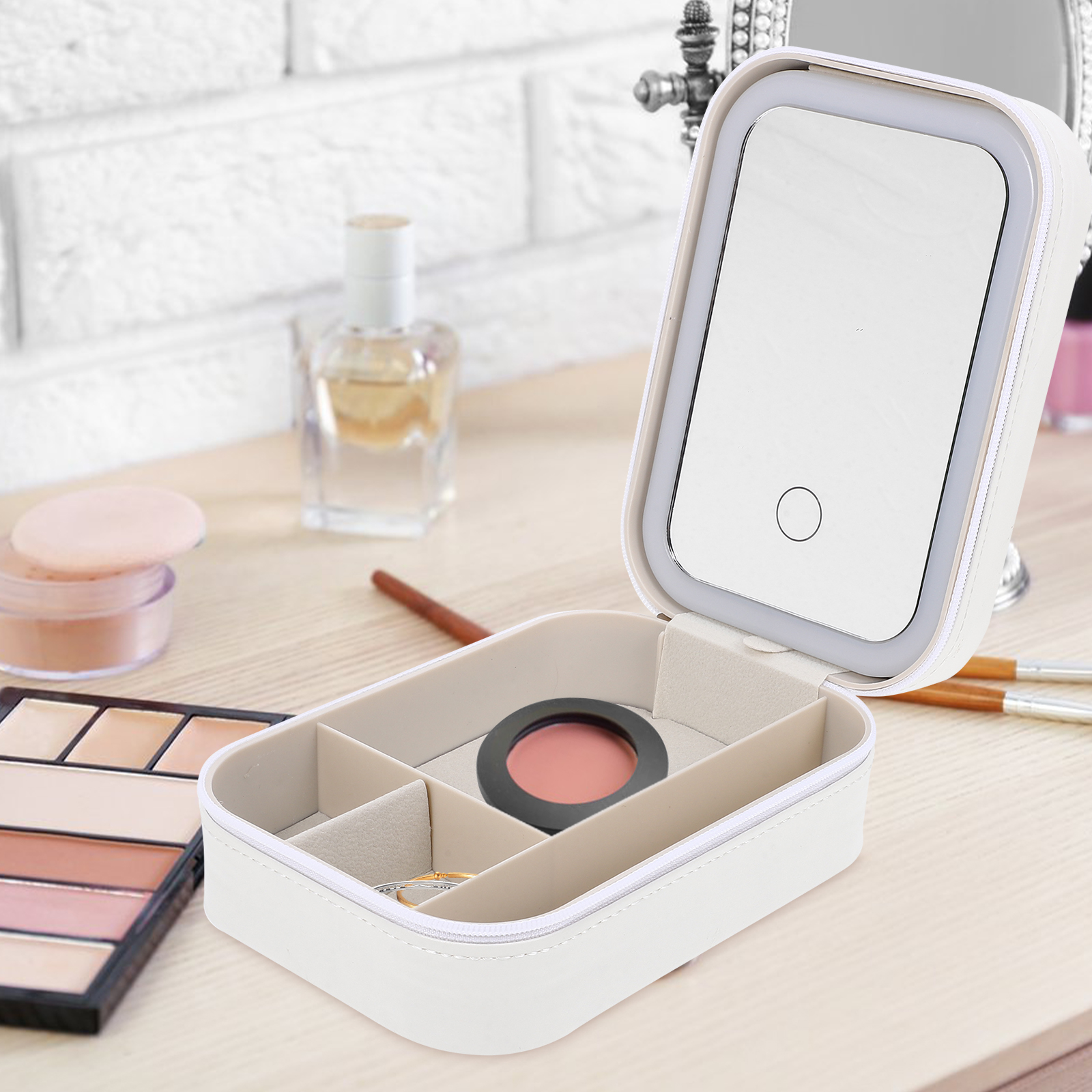 Makeup with Organizer For Travel Case Portable Storage Box Makeup Case With Lighted Mirror for Travel Small Organizer