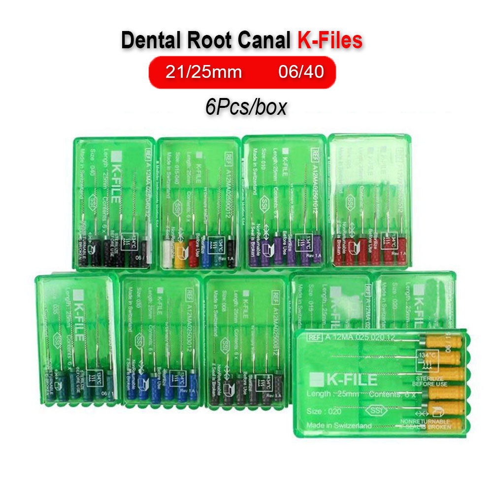 5 Boxes Reuseable Root Canal K File Hand Use Dental Root Canal Endo K-Files 21mm 25mm Mallefer Access Dentist Clinic Instrument