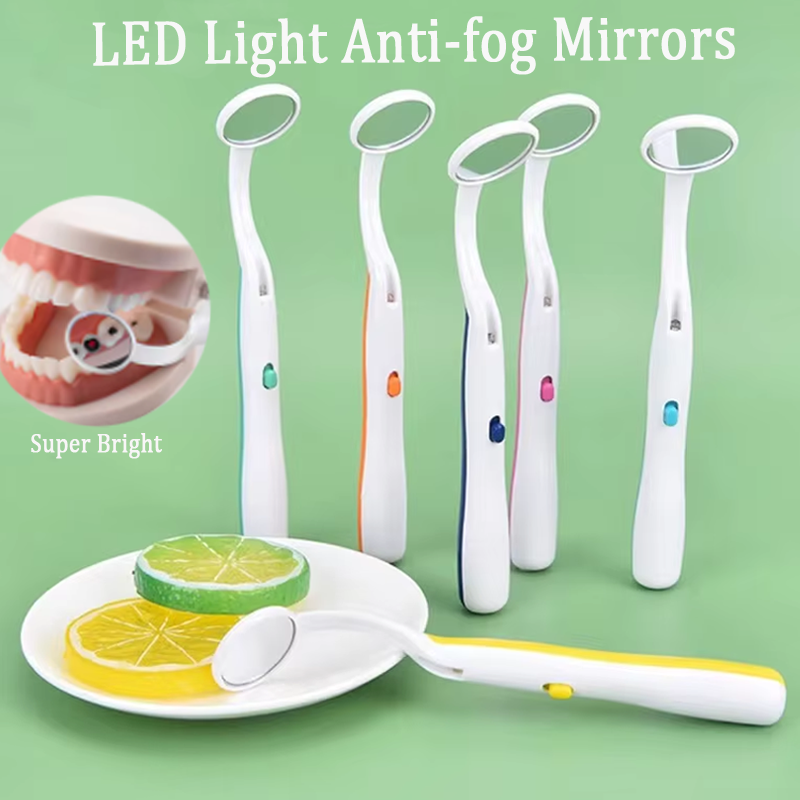 1Pc Dental Mouth Mirrors With LED Light Handheld Anti-fog Intraoral Mirror Portable Reusable Oral Hygiene Clean Dentist Tools