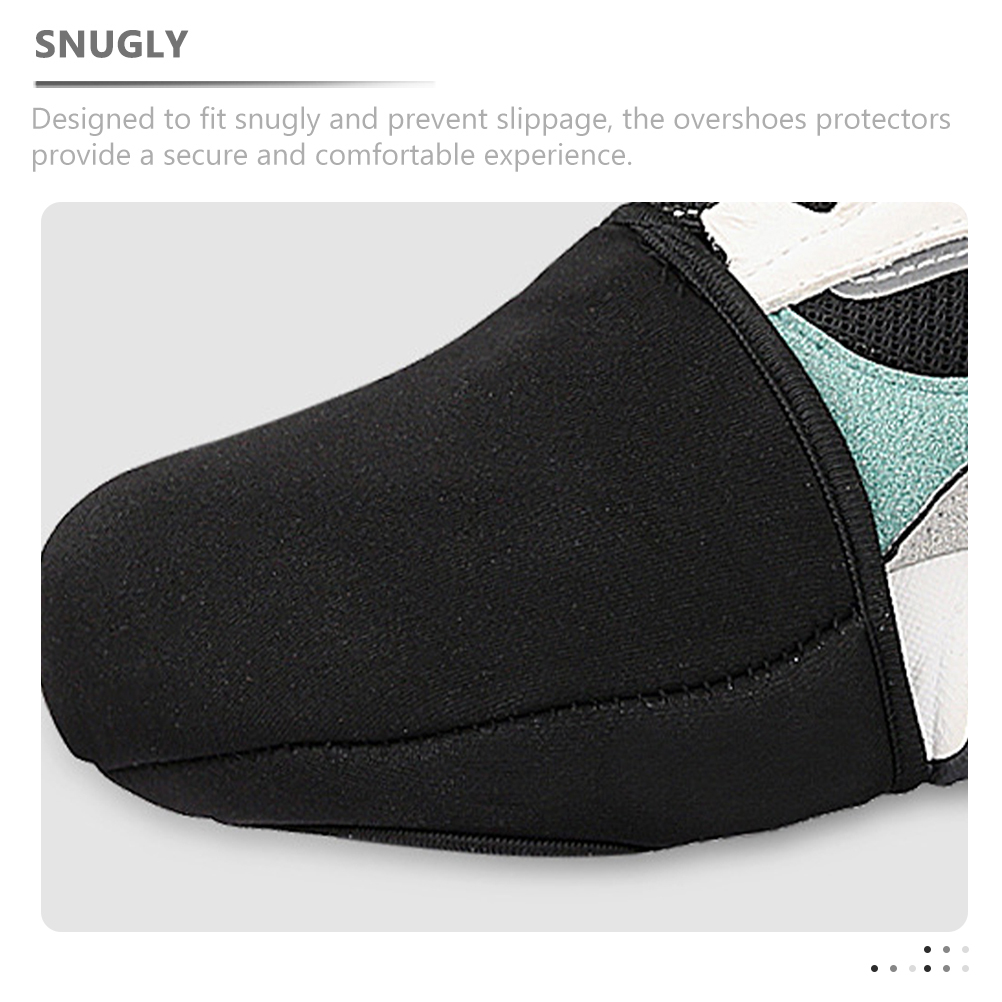 Windproof Warm Shoe Covers Cycling Black M Size Soft Thick Fabric Outdoor Riding Accessory Mountain Bike Overshoes Half