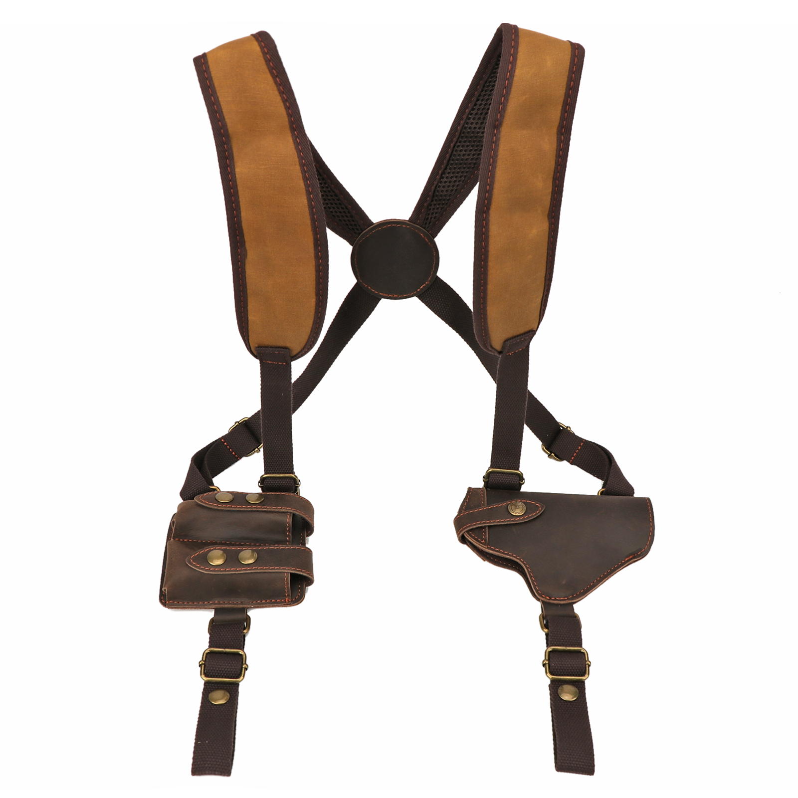 Tourbon Shooting Concealed Pistol Shoulder Bag Canvas Handgun Holster Adjustable with Double Magazine Pouch for Right Hand