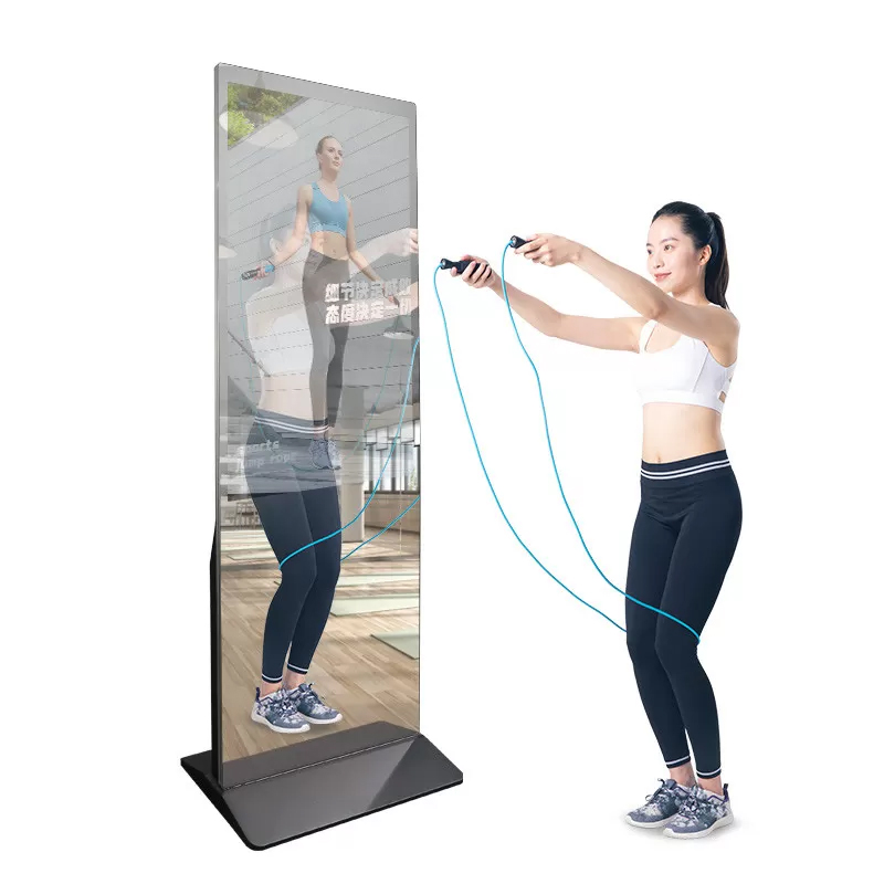 LETINE 49 55 65inch Stand Indoor Smart Touch Mirror Digital LCD Advertising ScreensFitness Mirror