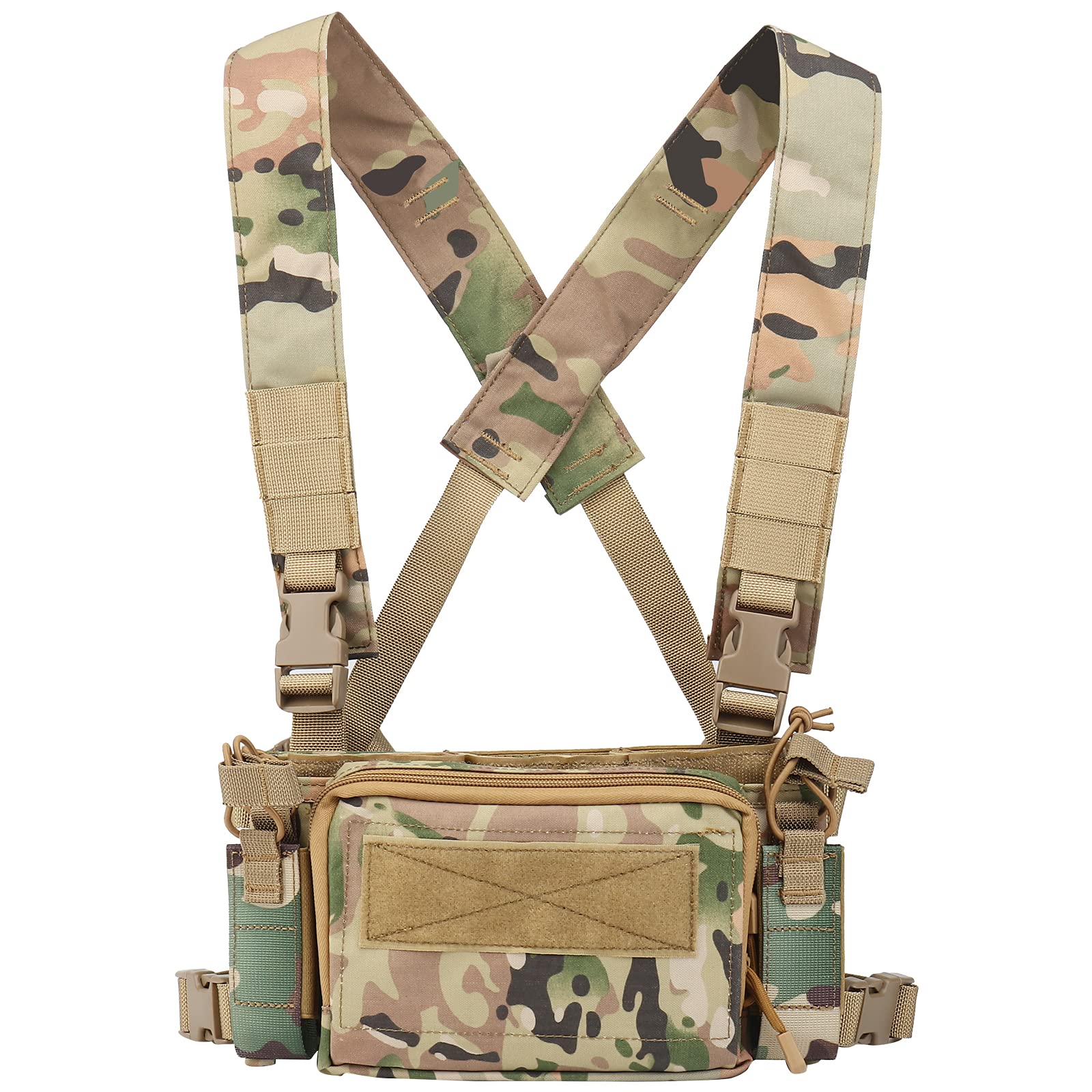 Tactical Chest Rig Multi-function Molle Vest with 9mm/5.56 Mag Pouch for Hunting CS Wargame