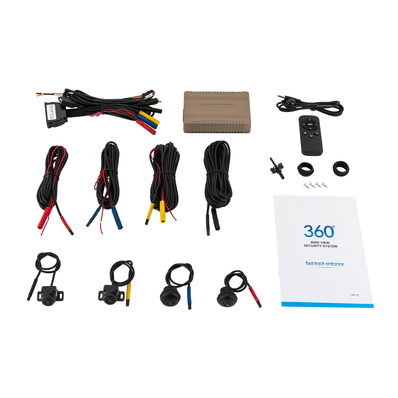 360° Bird View Parking Kit - 4-Camera Night Vision System with 720p HD Recording for RVs, Trucks, Trailers & Large Vehicles