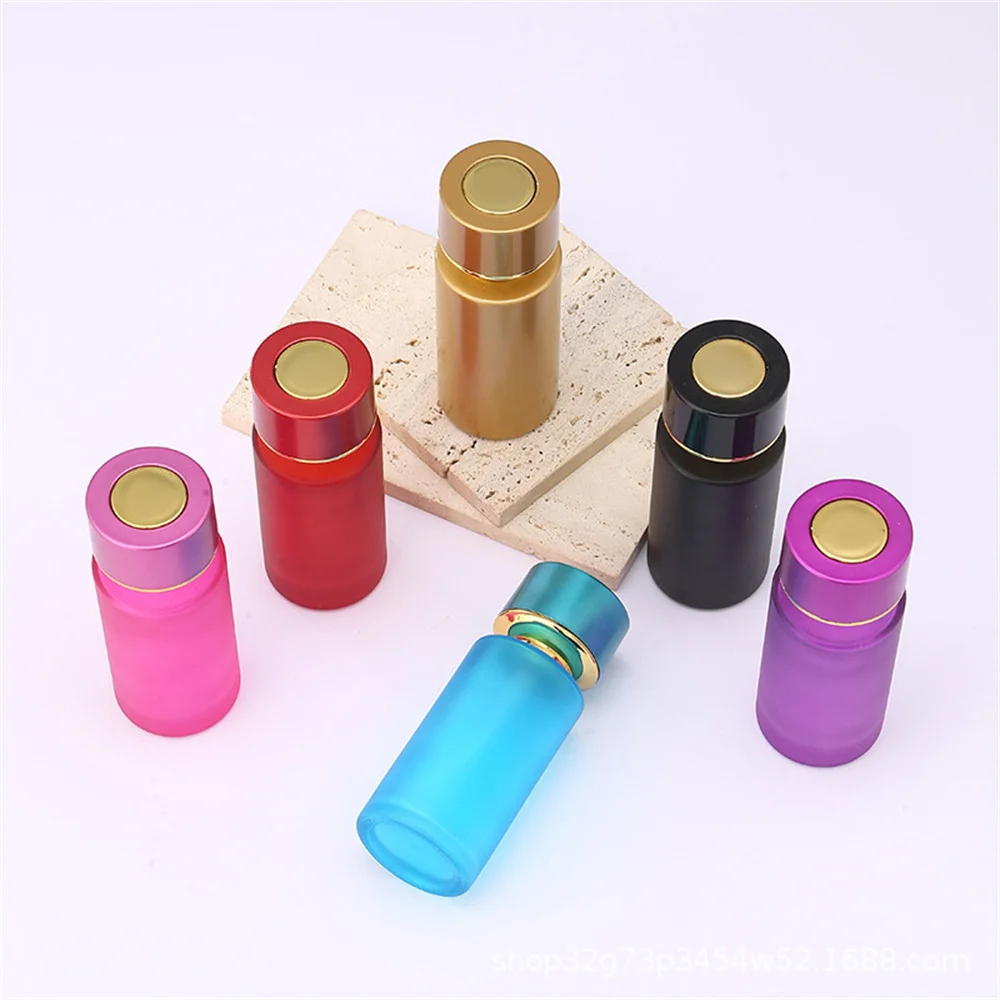 50ML Colored Glass Perfume Spray Bottle High-End Travel Refillable Atomizer Cylinder Shape Empty Cosmetic Dispenser Container