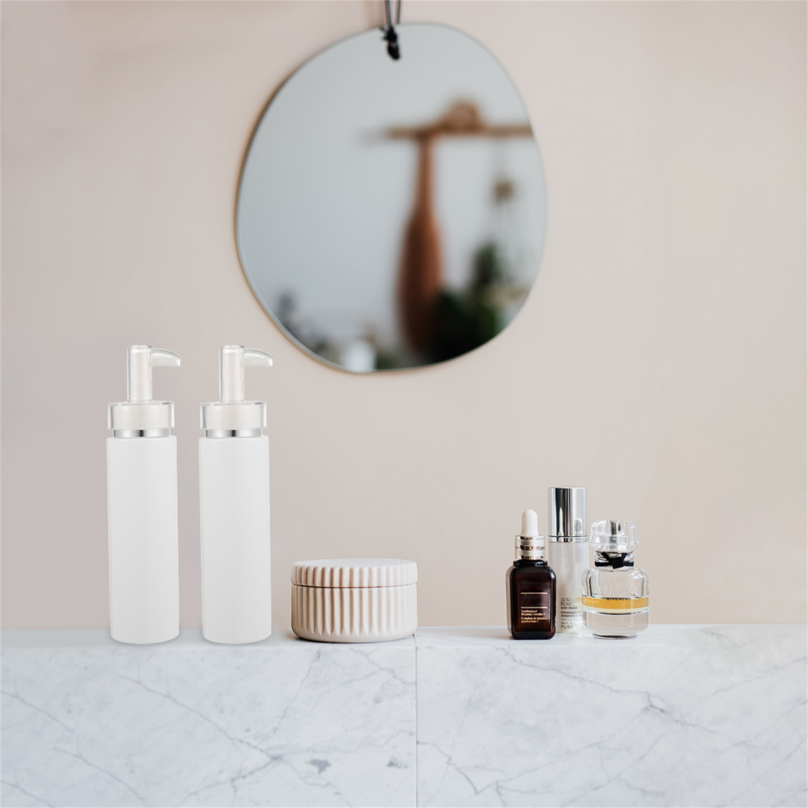 2pcs PET Lotion Bottle Pump Acrylic Dispenser Travel Toiletries Refillable Storage Shampoo Containers Portable Reusable