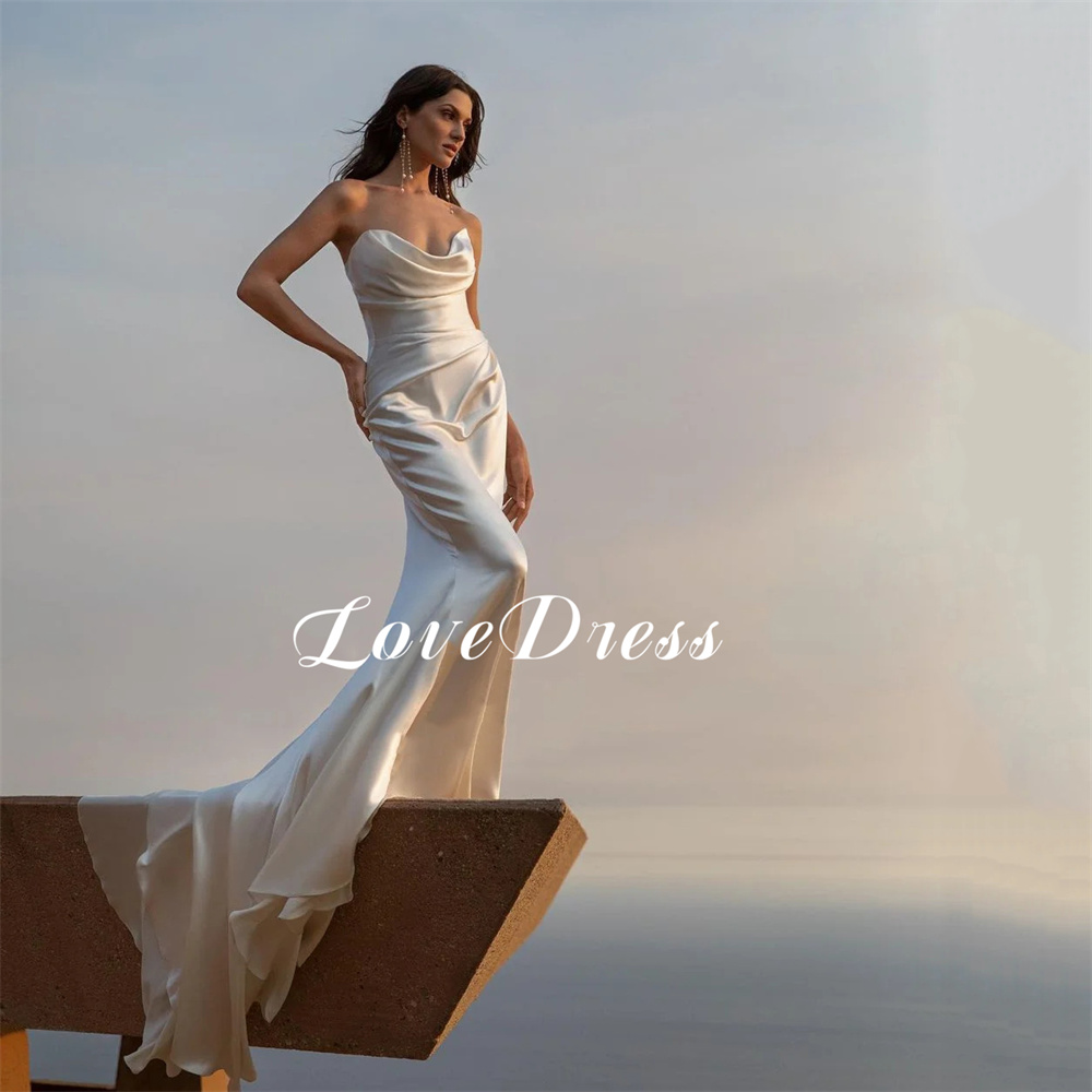 Customized Beach Sexy mermaid Stain Pleating Wedding Dresses Simple Sweetheart Sleeveless Floor Length Bridal Gowns Vestido 2025