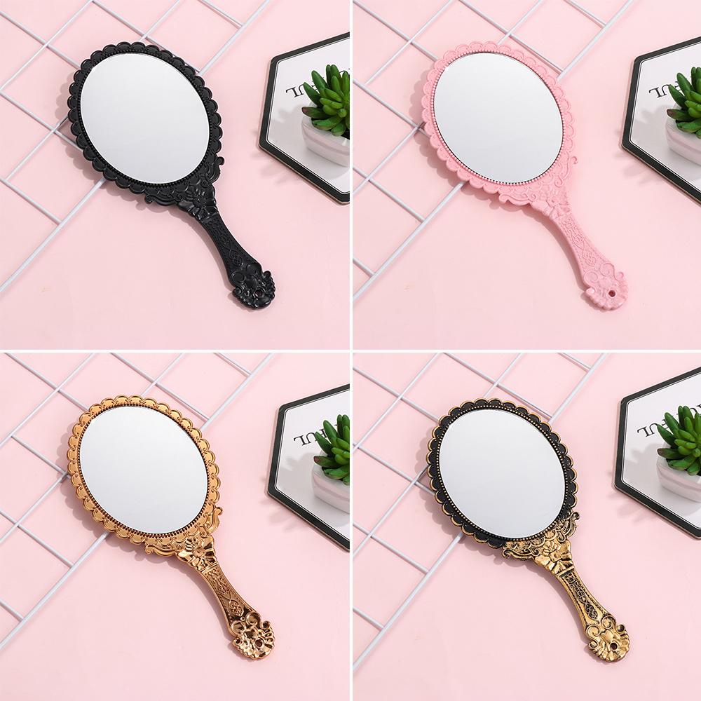 Women Makeup Mirrors Standing Makeup Vintage Oval-Shape Vanity Mirror Handheld Mirror