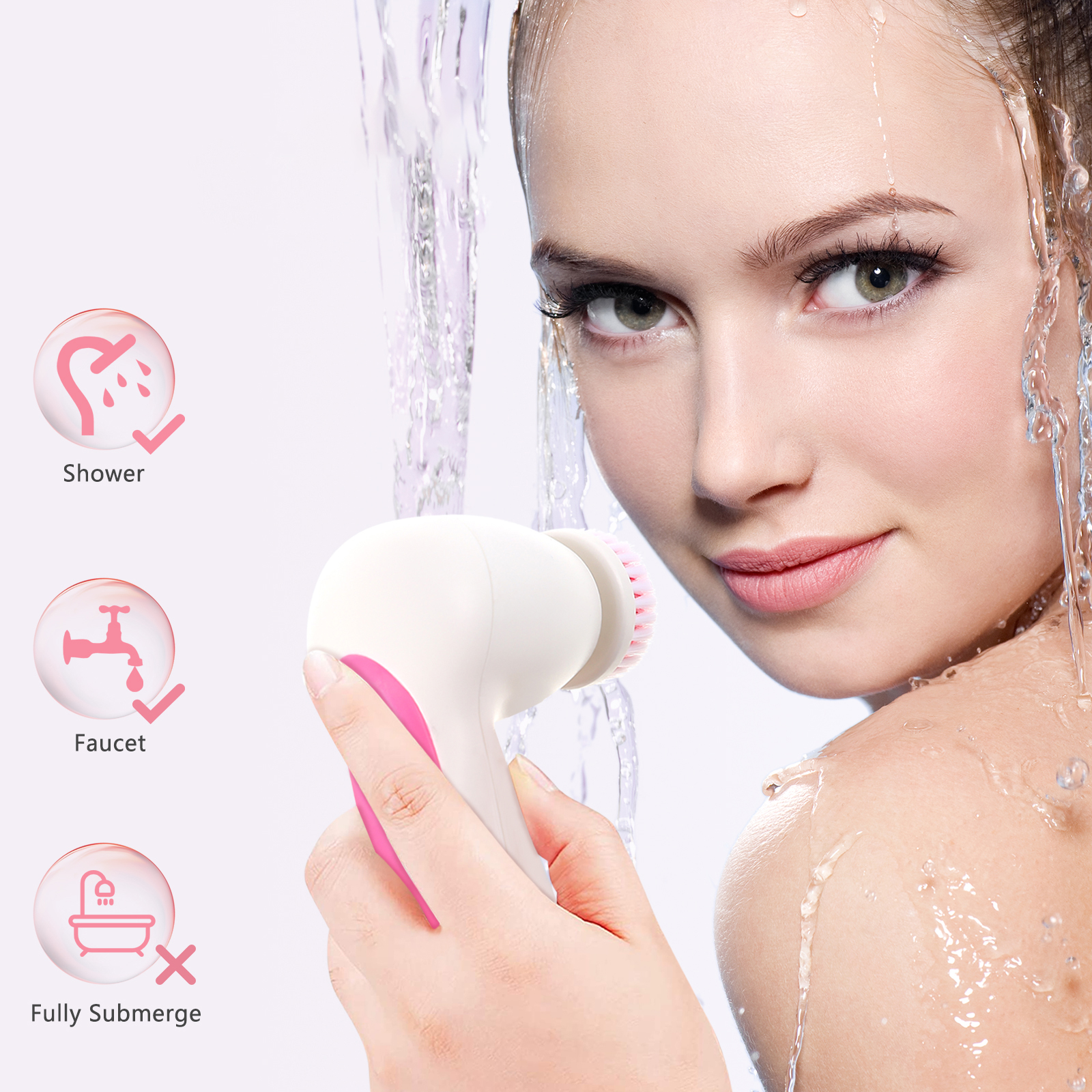 Facial Cleansing Brush 6 Heads 360 Rotation Pore Cleaning Tool Facial Cleaner Women Skincare Exfoliating Massaging Face Brush