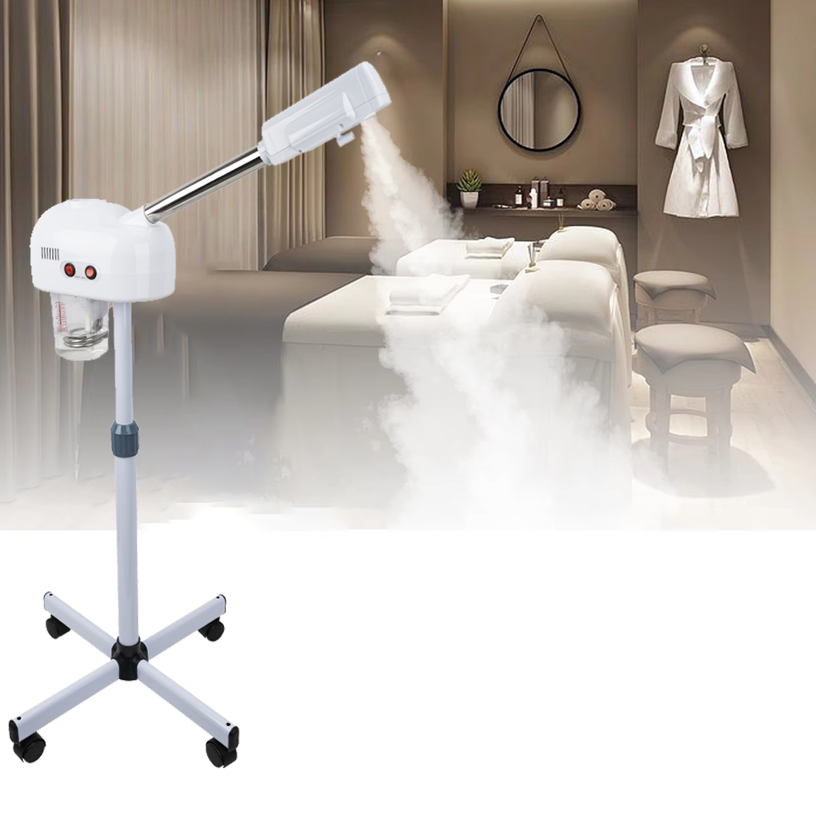 Professional Face Steamer Nano-Ion Ozone Hot Mist Hot Mist with Adjustable Height for Salon Home Spa Aging Reduction