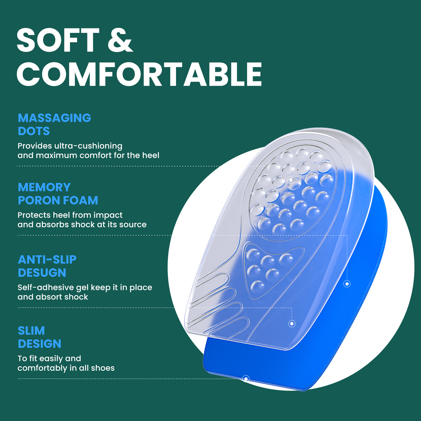 Sumifun 3/4 Height Increase Insoles Half Palm Cushion Arch Support Insole Plantar Fasciitis Flat Feet Corrector Outdoor Sport