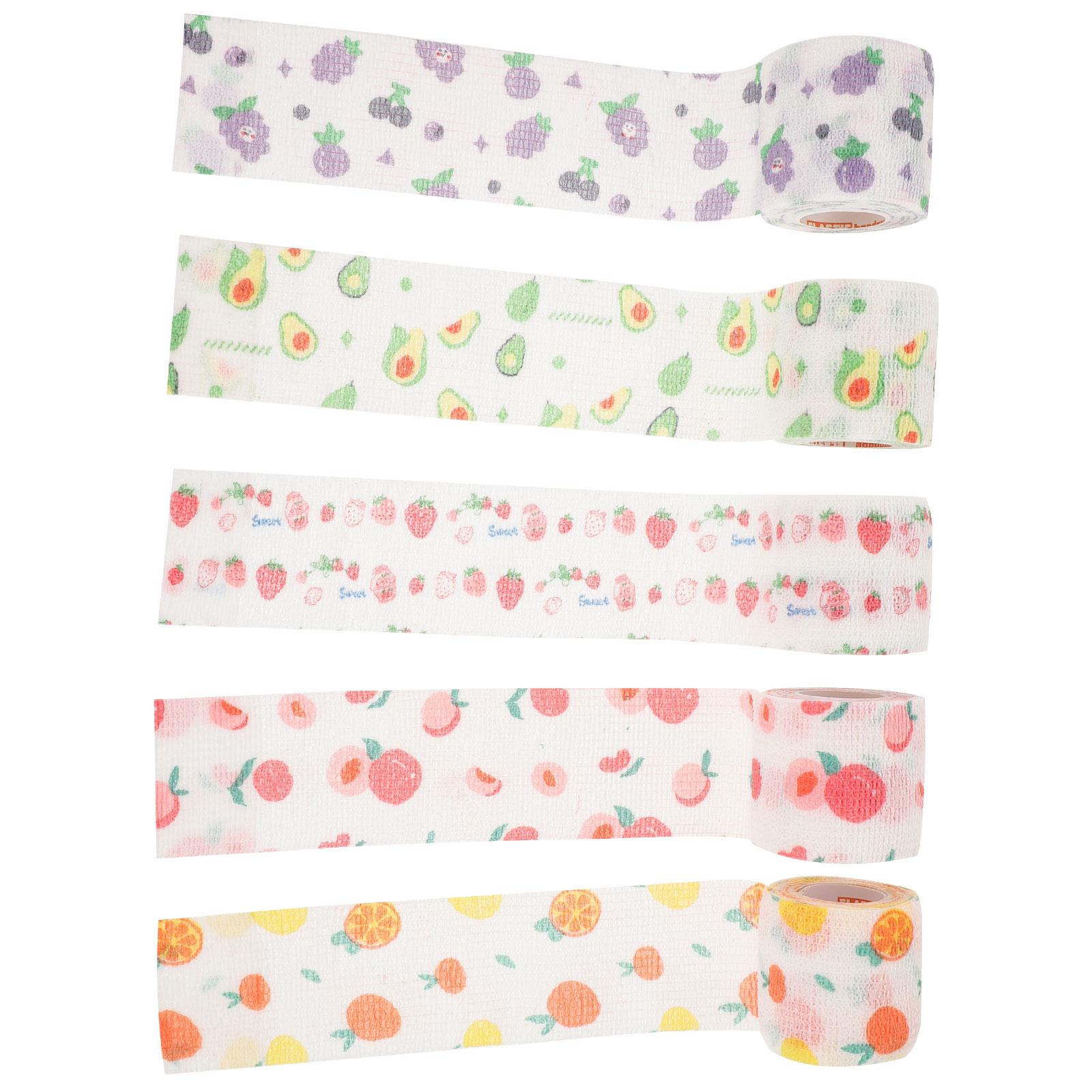 5 Rolls Self-adhesive Bandage Tape 5cm Wide Elastic Wrap for Sports Vet Pet Nonwoven Pet Tapes Supplies Non-woven Bandages