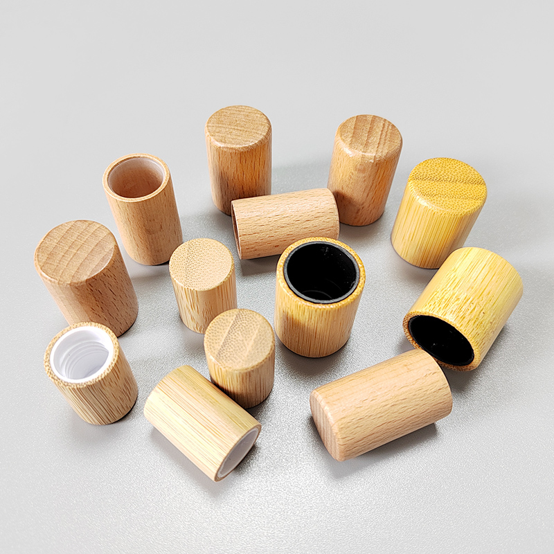 Plastic Roll On Bottle Bamboo Pattern Screw Caps Inserts Replacement Parts Screw Cap Bamboo Cap Wooden Bottle Cap Cosmetic
