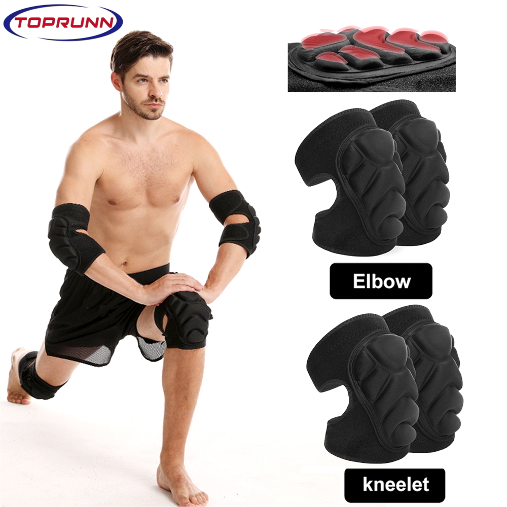1Pair Knee Elbow Pads,Thick Sponge Collisioned Kneepads for Sports & Work,Protective Knee Support Sleeve for Basketball Running