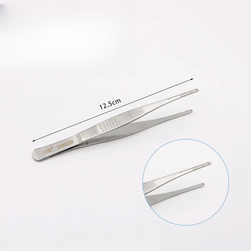 Stainless Steel Tweezers Dressing Forceps Oral Cavity Clip Anti Slip Dental Forceps Thickening Tongs Clear Tooth Tissue Tweezers