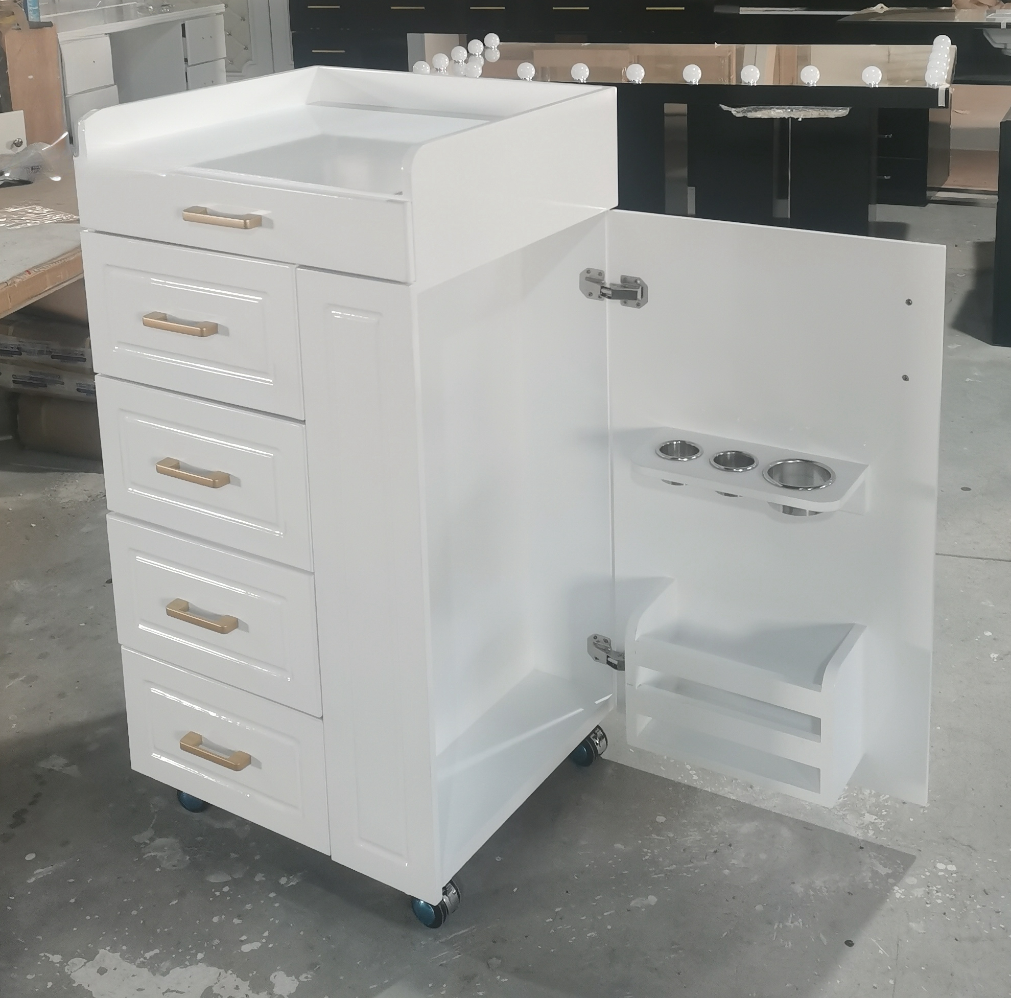 Hairdressing White Salon Trolley Trolley Car Beauty Salon Room Economic Metal Folding Spa Trolley Salon Furniture Convenient