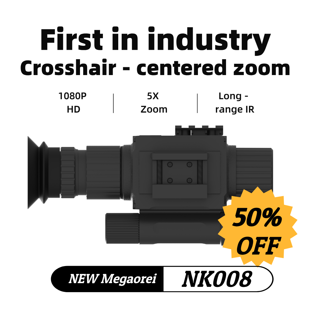 ​​​Megaorei NK008 5X AI Night Vision Scope - 850/940nm IR, 4 Lenses, 1080P HD, 20mm Rail 2025​​ (126 chars)