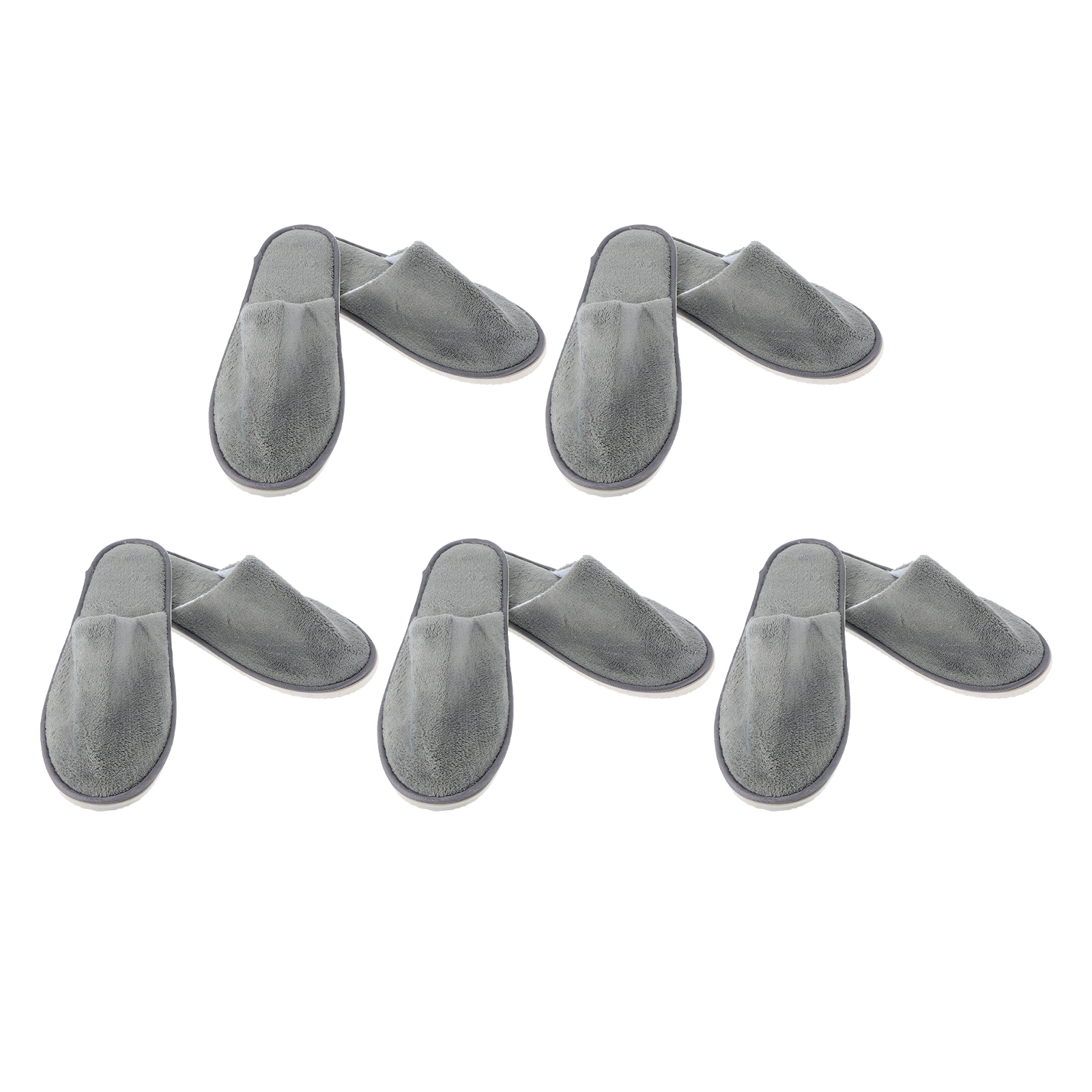 5 Pairs Thickened Slippers Coral Fleece Non Slip Lightweight Portable Hotel Spa Bathroom Grey Living Room Disposable Universal