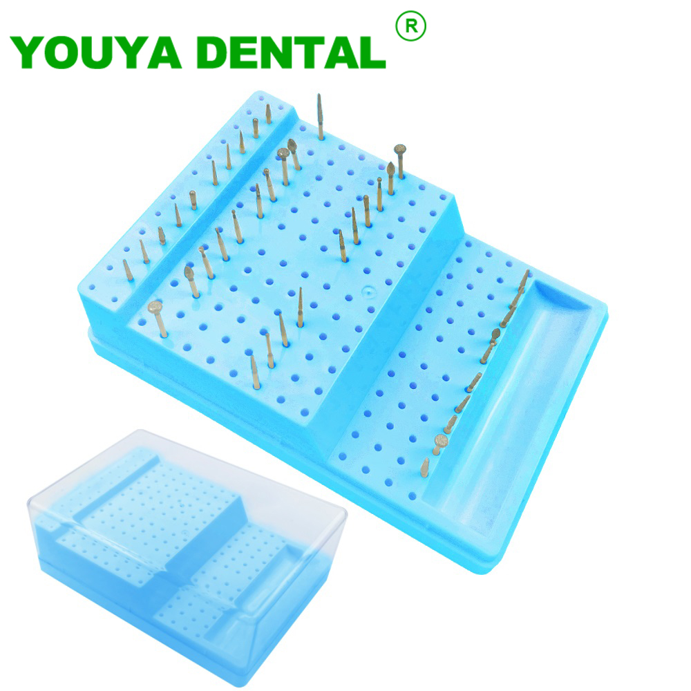 Dental Burs Holder 168 Holes Plastic Dental Bur Sterilizer Block Dentistry Drill Diamond Placement Case Disinfection Box Tools
